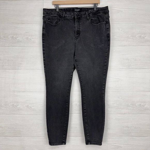 Judy Blue High Waist Skinny Fit Jeans Women 22W Waist 38 Washed Black Stretch - Picture 1 of 14